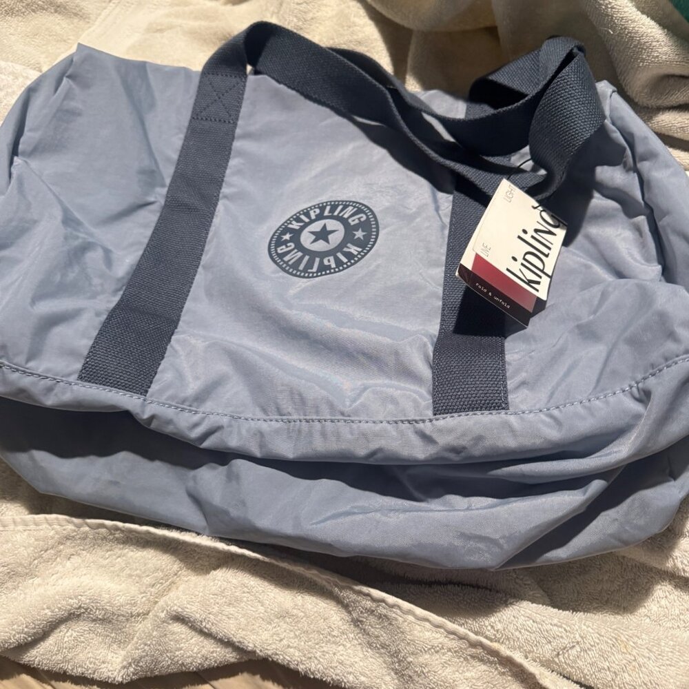 Kipling HONEST UP Large foldable duffle NWT cozy Blue Hip